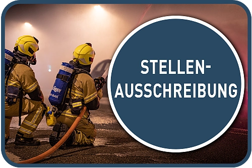 Feuerwehrbild mit Button mit der Aufschrift Stellenausschreibung